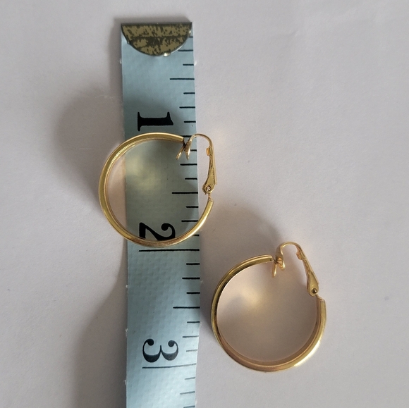 VTG Green Tortoise Enameled Hoop Clip-On Earrings - Picture 4 of 5